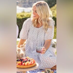 Jillian Harris NWOT Eyelet Lined Puff Sleeve Dress